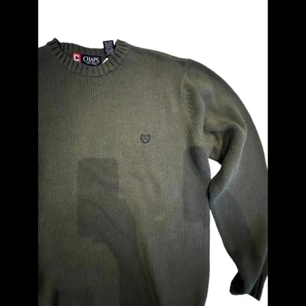 Chaps Men's Cotton Crewneck Sweater - Olive Green - Size S - NWT